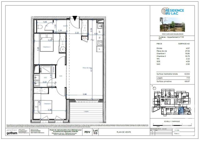 Afficher la photo en grand Appartement T3 à vendre - 3 pièces - 62.84 m2 - CARCANS - 33 - AQUITAINE - Century 21 Agence Biran